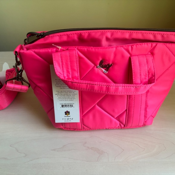 New Lug Pink Crossbody w/ Tote Handles, & Double Zipper Crossbody & Heart Pouch - Picture 15 of 16